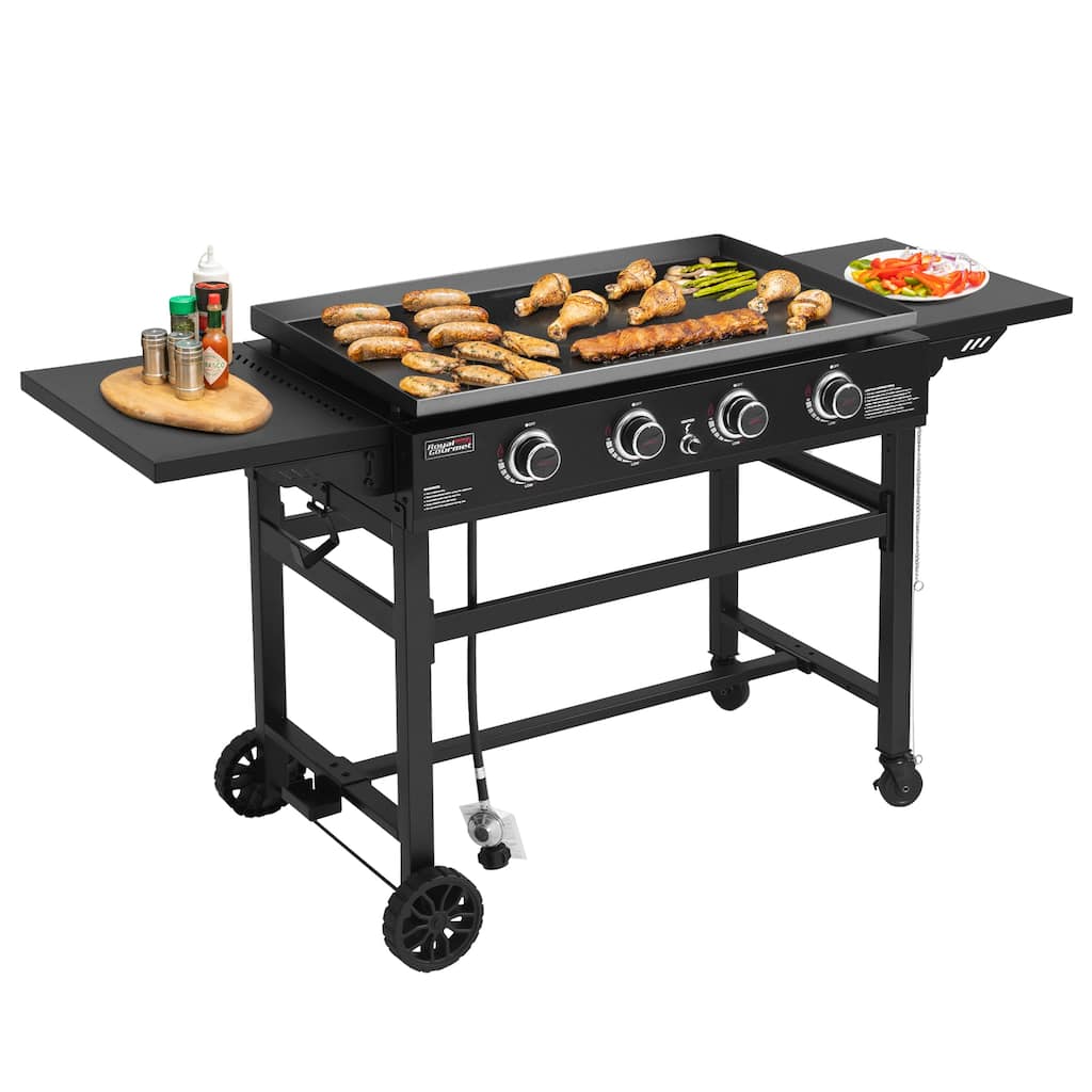 Royal Gourmet Flat Top 4-Burner Gas Grill Griddle, with Cover, Black