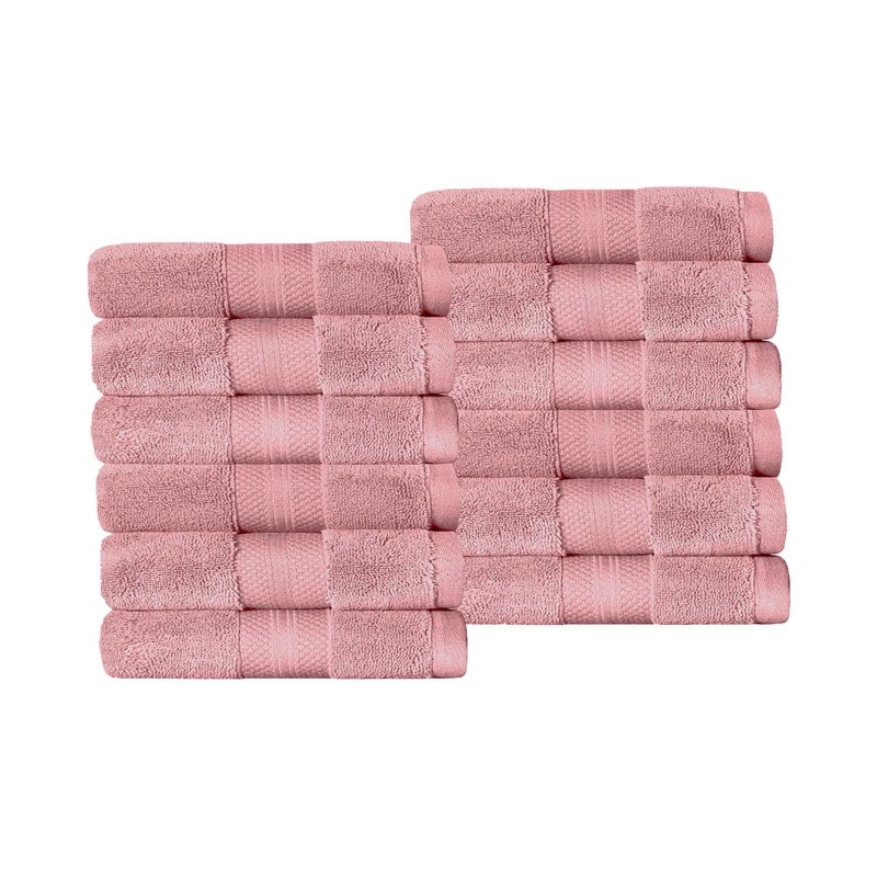 Superior Turkish Cotton Solid Heavyweight Face Towel Set of 12