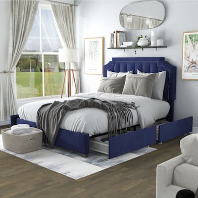 Furniture of America Chapla Art Deco Upholstered 4-drawer Platform Storage Bed
