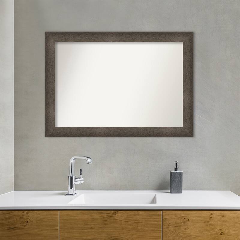 Dappled Non-Beveled Wood Framed Bathroom Vanity Wall Mirror