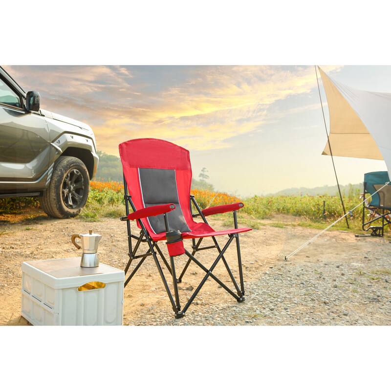 Portable Collapsible Chair with Cup Holder - Red