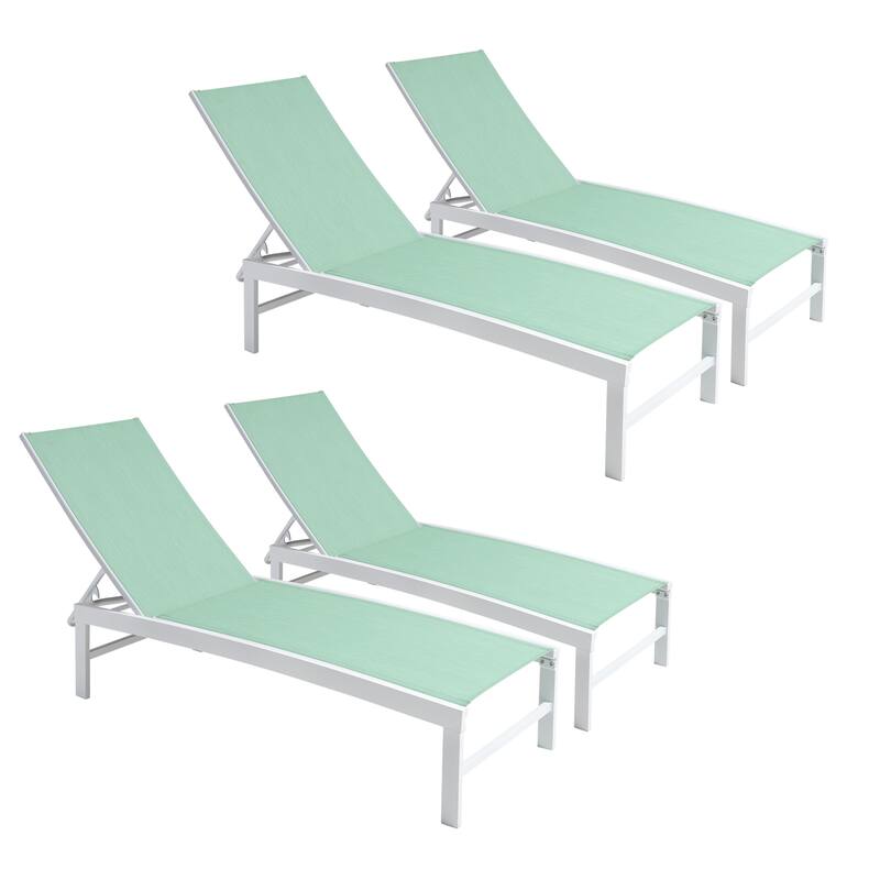 VredHom Outdoor Patio Adjustable Aluminum Chaise Lounges (Set of 4) - 76.38" L x 23.62" W x 13" H