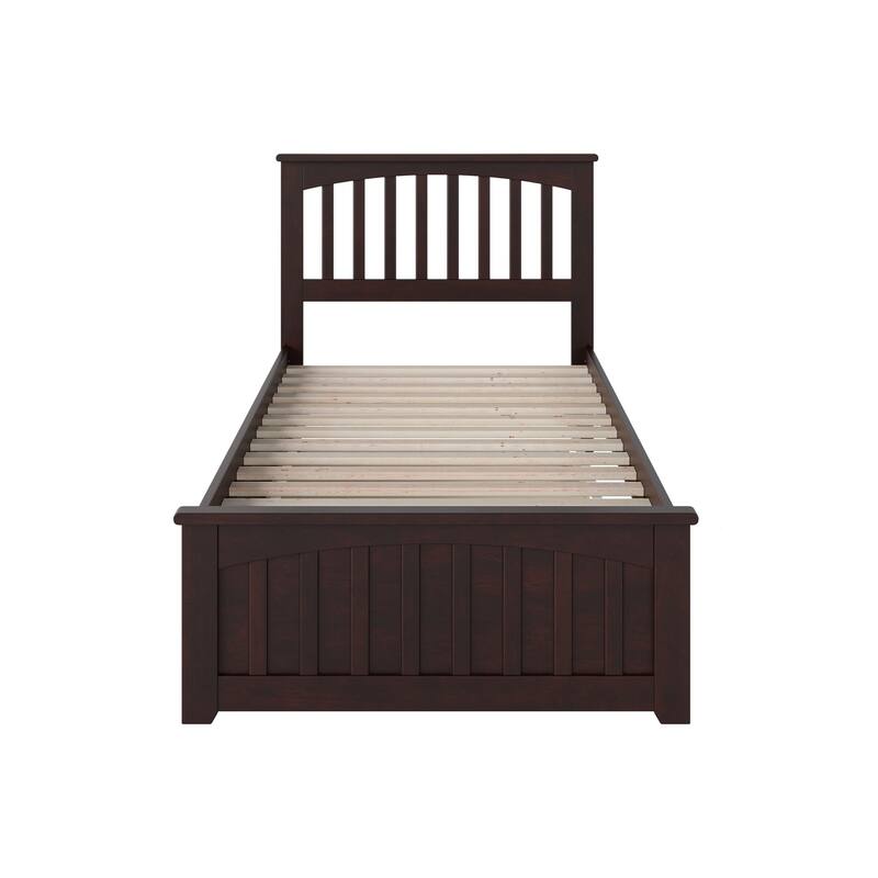 Farmhouse Full Platform Bed with Trundle - Grey Metal Bed Frame, Twin Size, Modern Design, Easy Assembly