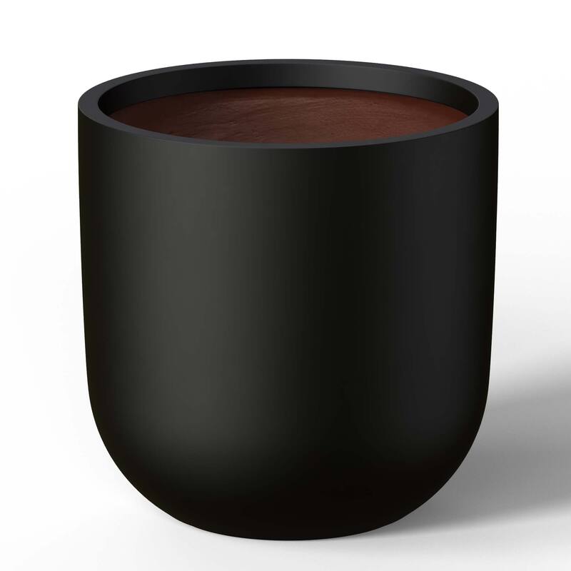 Concrete Round Planter Flower Pot with Drainage Holes - Charcoal Black(Enhanced Interior) - 16.5 x 16.5 in