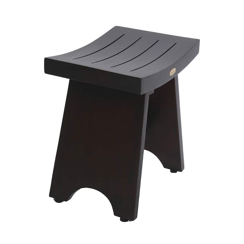 18" DecoTeak Serenity Eastern Style Teak Shower Bench Stool in Woodland Brown