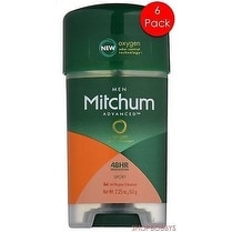 Mitchum 6-Pack Men Oxygen Odor Control Sport Gel Antiperspirant Deodorant, Sport, 2.25 Ounces - Green