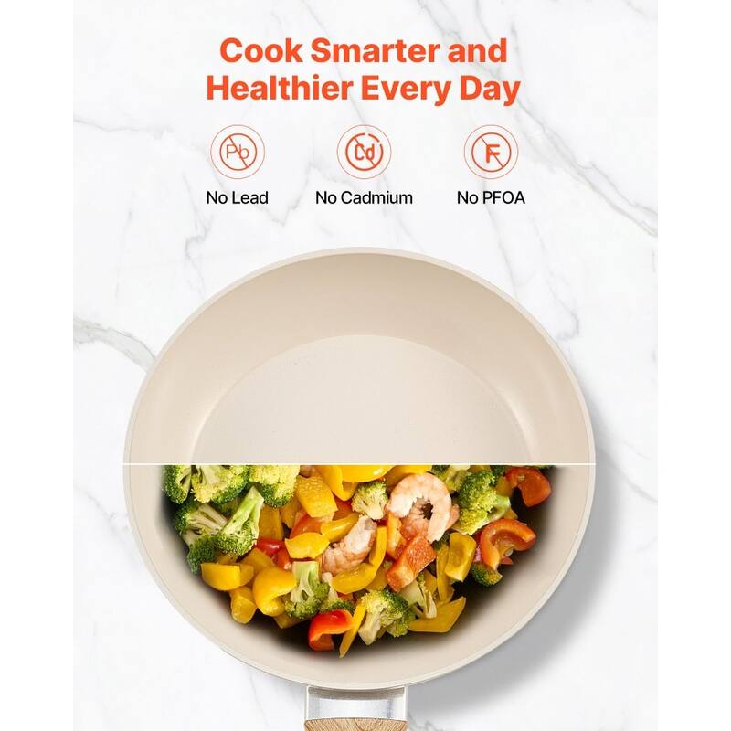 3-Piece Aluminum Frying Pan Set Nonstick Skillets Heat-Resistant Handles for All Stovetops - Large Pan Size: 19 x 11 x 3 in
