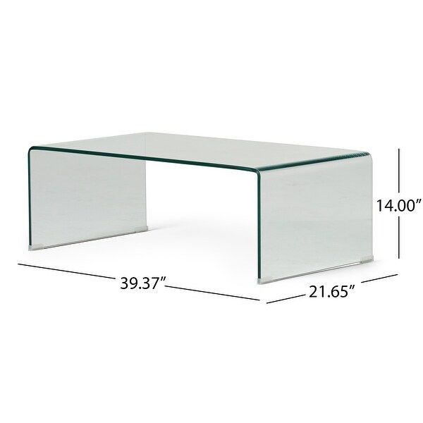 Ramona Solid Glass Rectangle Coffee Table by Christopher Knight