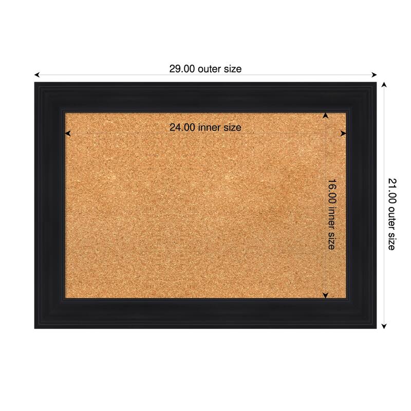 Abbey Black Framed Cork Board - Bulletin Board, Organization Board, Pin Board - Natural - 29 x 21 in
