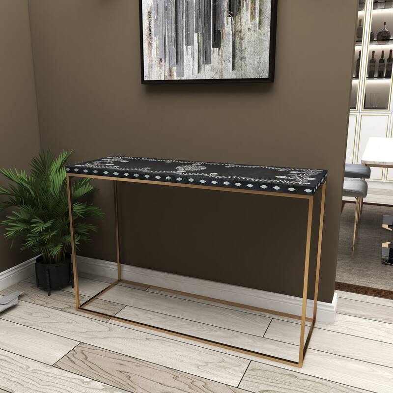 Wood Console Table - Gold - Roche River Decor