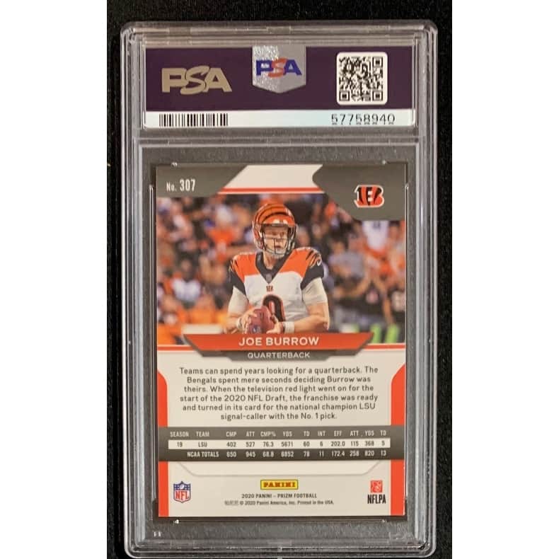 Joe Burrow 2020 Panini Prizm Football Rookie Card RC #307 Graded PSA 9 - 8'6" x 11'6"