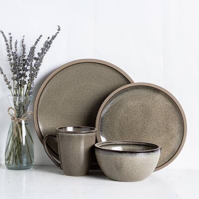 Tina Rustic Stoneware Dinnerware Set, Service for 4, 16-Piece Round