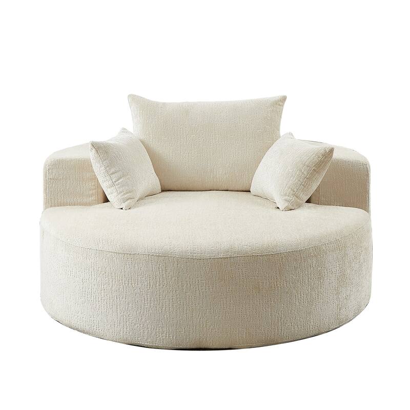 55in Wide Chenille Sponge Single Sofa Fluffy Modern Sleeper Chair
