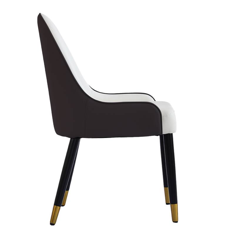 PU Leather Dining Chairs Set of 2, Upholstered Kitchen Side Chairs, Armless Dining Chairs with Curved Backrest