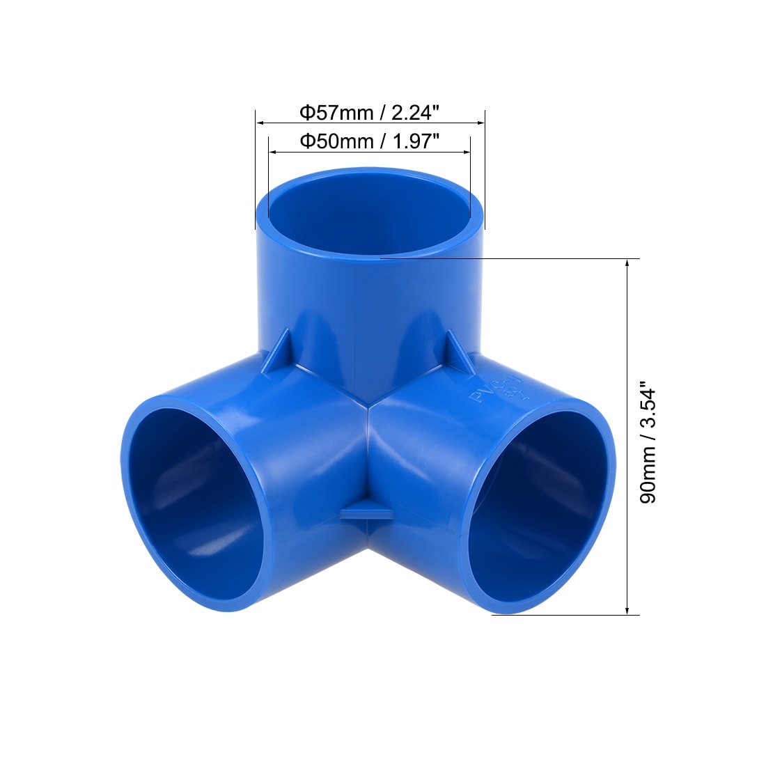 3 Way Elbow PVC Fitting 50mm Socket Tee Corner Fittings Blue