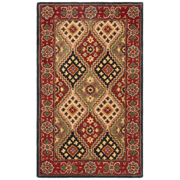 6' x 6' Round Safavieh Heritage Collection HG927Q Handmade Traditional Wool Area Rug Red/Beige 6' x 6' Round Safavieh Heritage Collection HG927Q Handmade Traditional Wool Area Rug Red/Beige