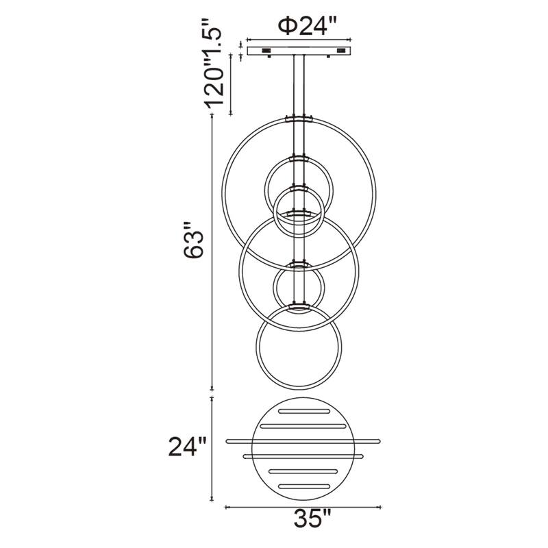 Hoops 6 Light LED Chandelier With Black Finish