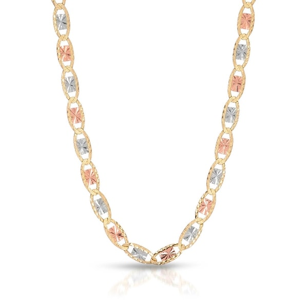 Mcs Jewelry Inc 14 KARAT THREE TONE, YELLOW GOLD, WHITE GOLD, ROSE GOLD NECKLACE (3MM) - Multi