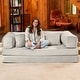 preview thumbnail 178 of 179, Jaxx Unsofa Modular Convertible Sectional Sofa with Fold Out King Sleeper Bed 2-Seat Sofa. - Performance Microvelvet Ivory