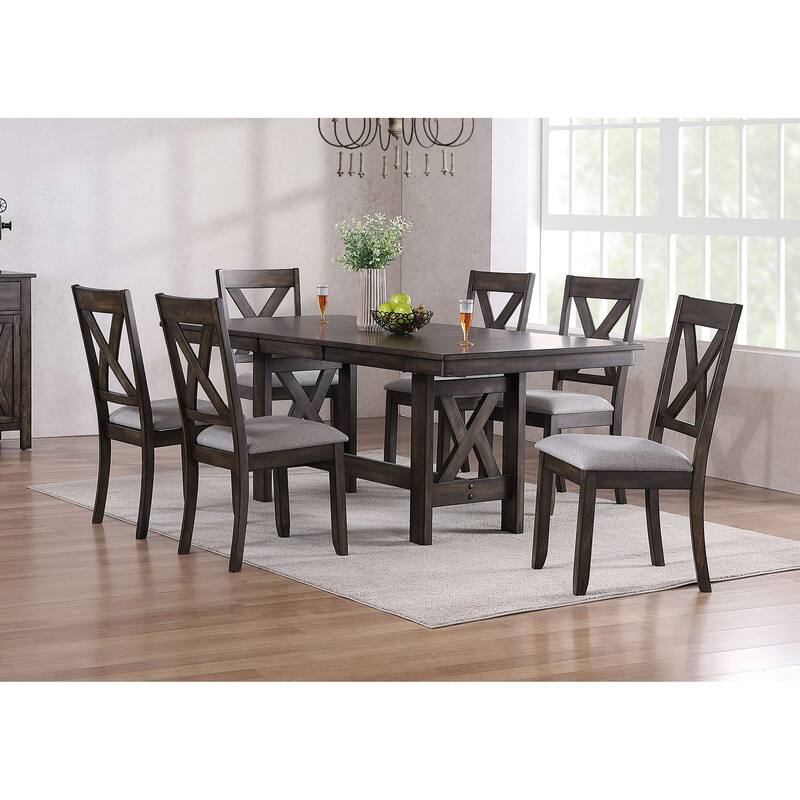 Brown Wood Dining Upholstered Side Chairs (Set of 2)