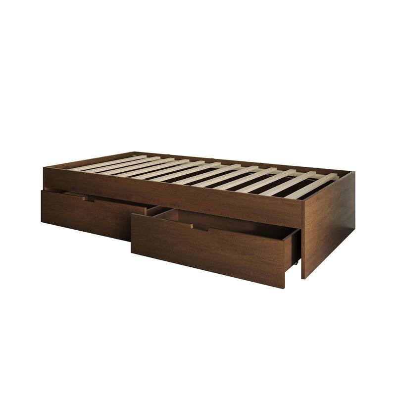 CraftPorch Wooden Twin Mates Bed with Storage