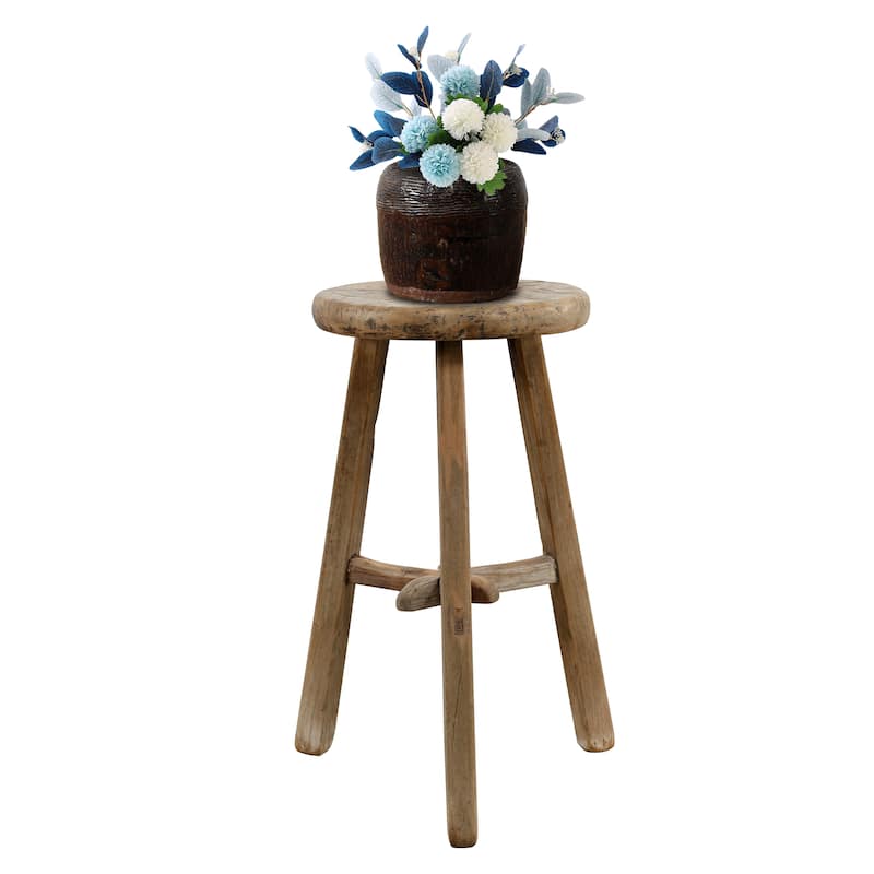 Artissance Round Vintage Stool, Weathered Natural Wood Finish (Size & Finish Vary) - 9'6" x 12'11"