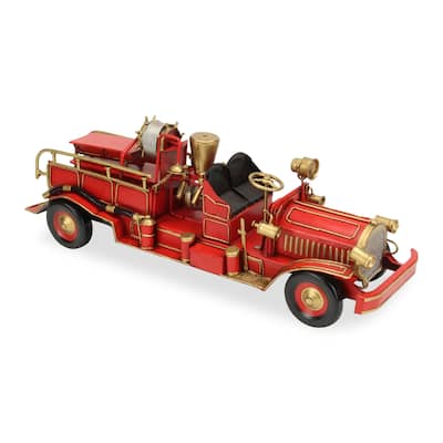 Red Metal Early 20th Century Fire Engine Model