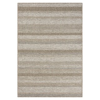 5' X 7' Tan Striped Handmade Indoor Outdoor Area Rug - 6' x 7' - Bed ...