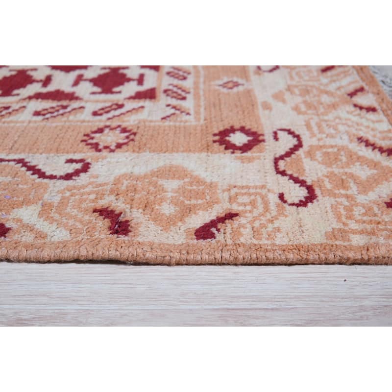 Hand-Knotted Wool Khotan Weave Rug, 10' x 14', Rust Area Rug, Soft Luxurious Texture for Bedrooms or Living Room - L