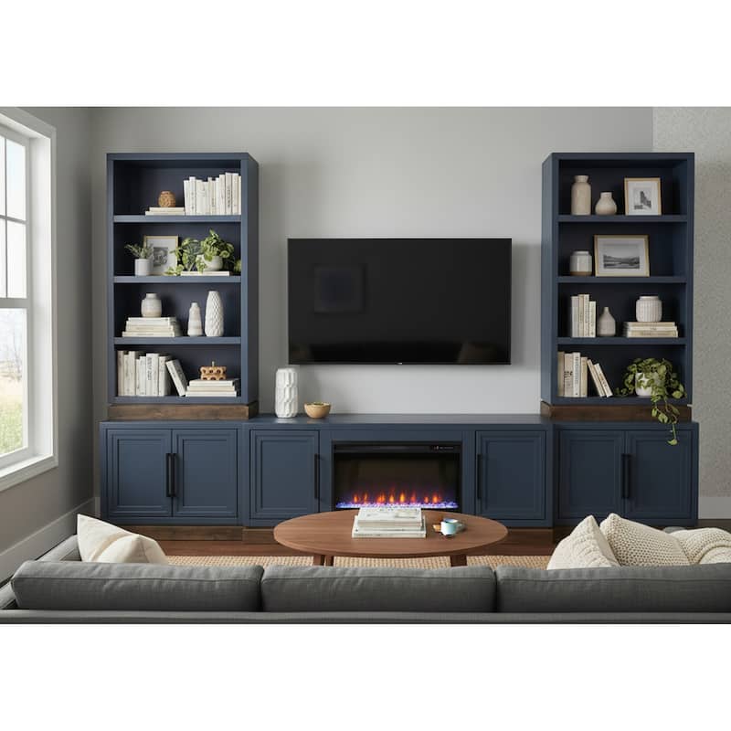 Bridgevine Home Nora 64 inch Fireplace TV Stand, for TVs up to 85 inches, Two-Tone Finish