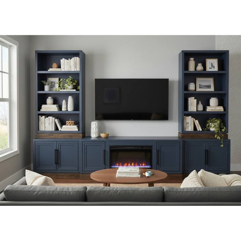 Bridgevine Home Nora Modular 60 inch High Bookshelf, No Assembly Required, Two-Tone Finish