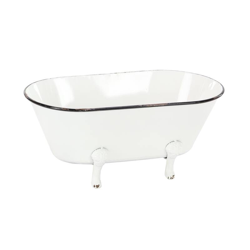 Metal Bathtub Indoor Outdoor Planter - White - Roche River Decor - White