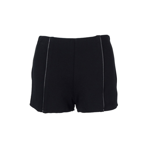 Material Girl Juniors' Faux Leather-Trimmed Shorts - caviar black