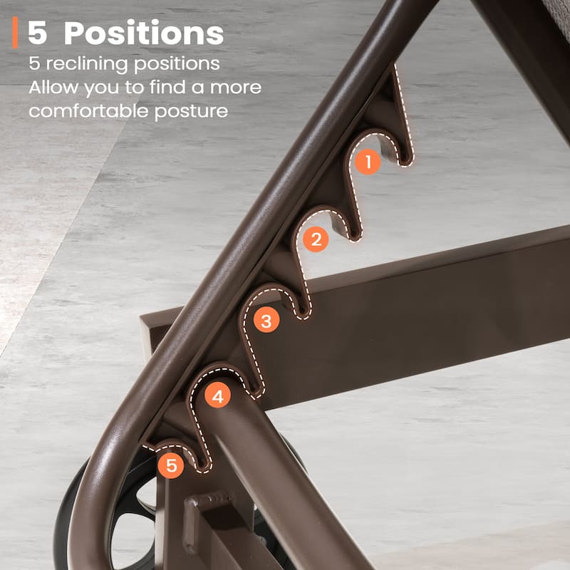 Patio Chaise Lounge Chair Adjustable Aluminum Outdoor Recliners with Wheel