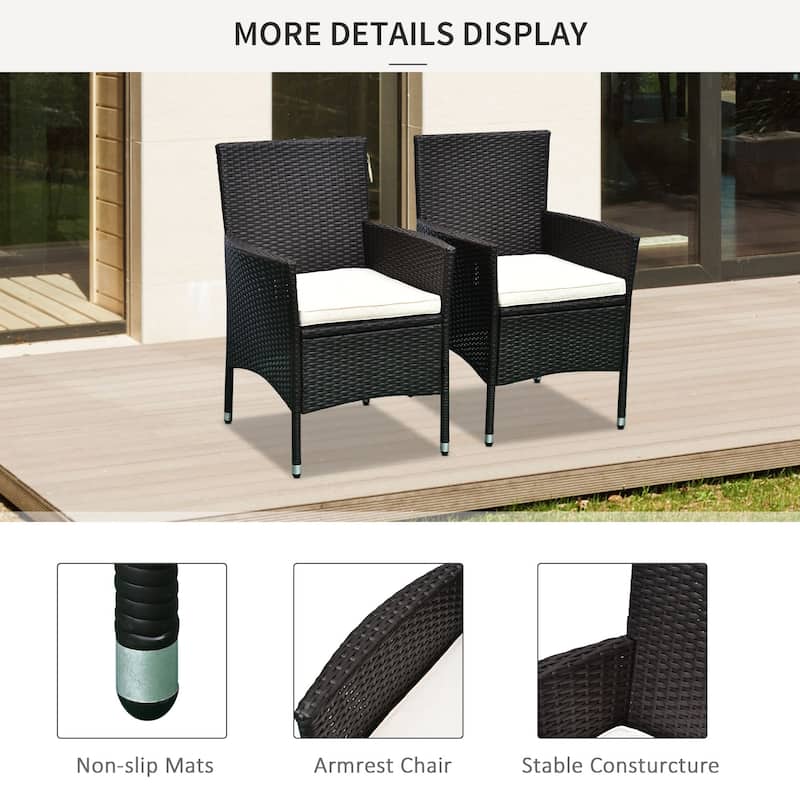 Outsunny 2 Piece Dark Coffee Rattan Chairs, Outdoor Chairs Set of 2 - N/A