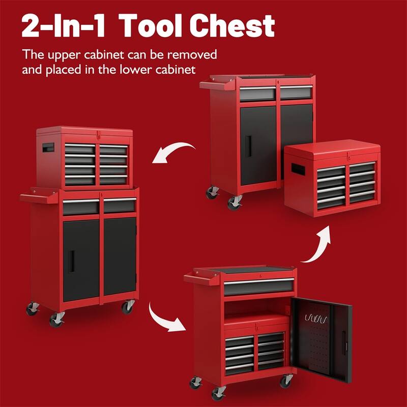 Tool Chest,Rolling Tool Storage Cabinet with Detachable Top Tool Box