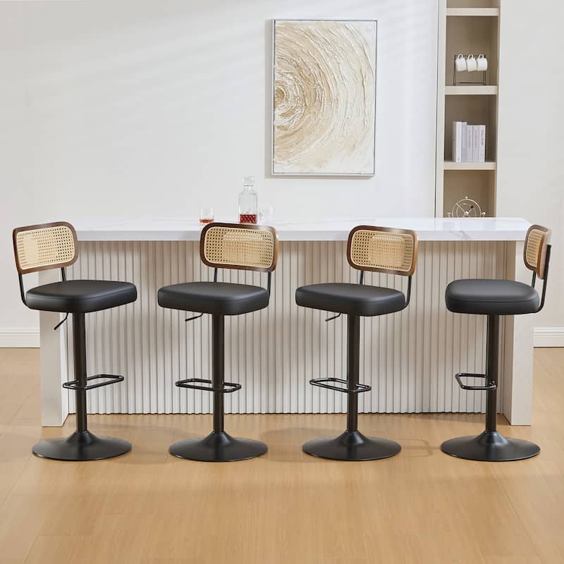 Adjustable Height Swivel Bar Stools with Back and Footrest - 17.7"W x 15.75"D x 35"-42.9"H