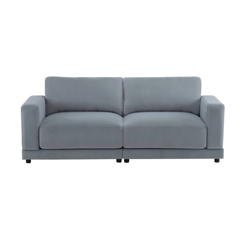 81" Gray Modern Sofa with Velvet Upholstery and Sturdy Legs