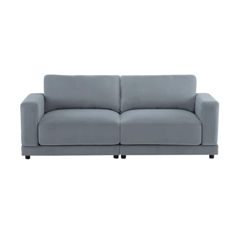 Modern Square Arm Sofa Couch, 81" Upholstered Living Room Loveseat Sofa with Wood Frame, Velvet Fabric Sofa for Bedroom