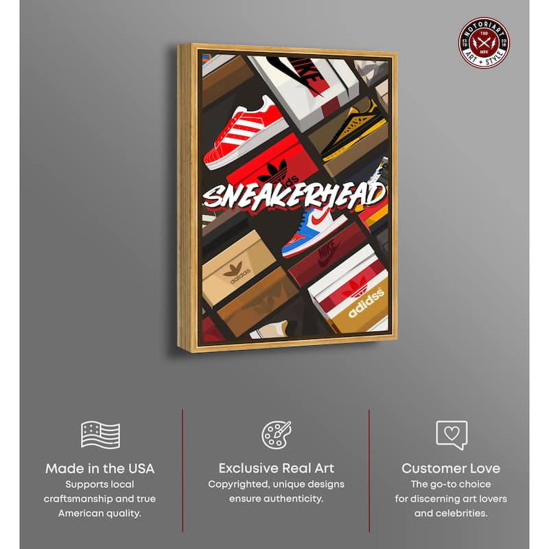 Notoriart Sneakerhead Collection Framed Sneaker 1 Piece Canvas Wall Art
