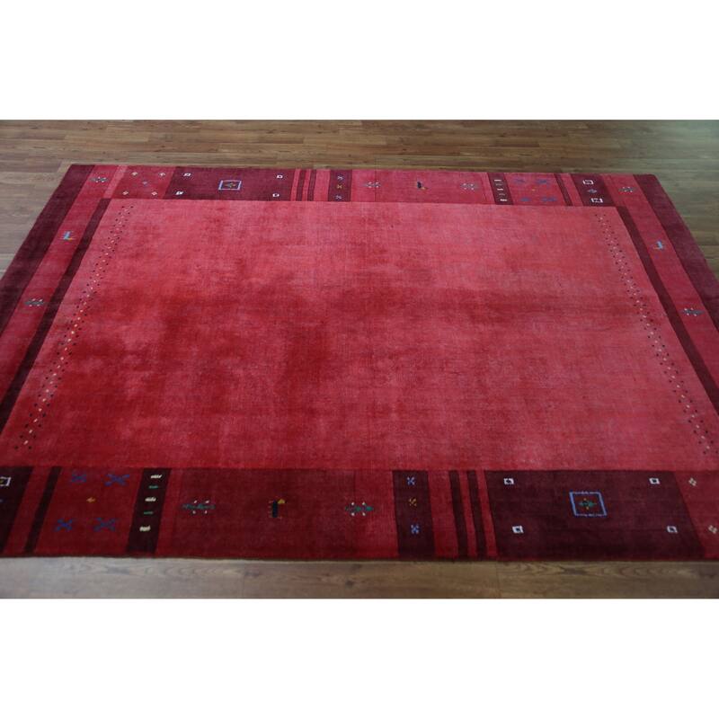 Animals Pink Gabbeh Indian Area Rug Hand-Knotted Wool Carpet - 5'3" x 7'7"