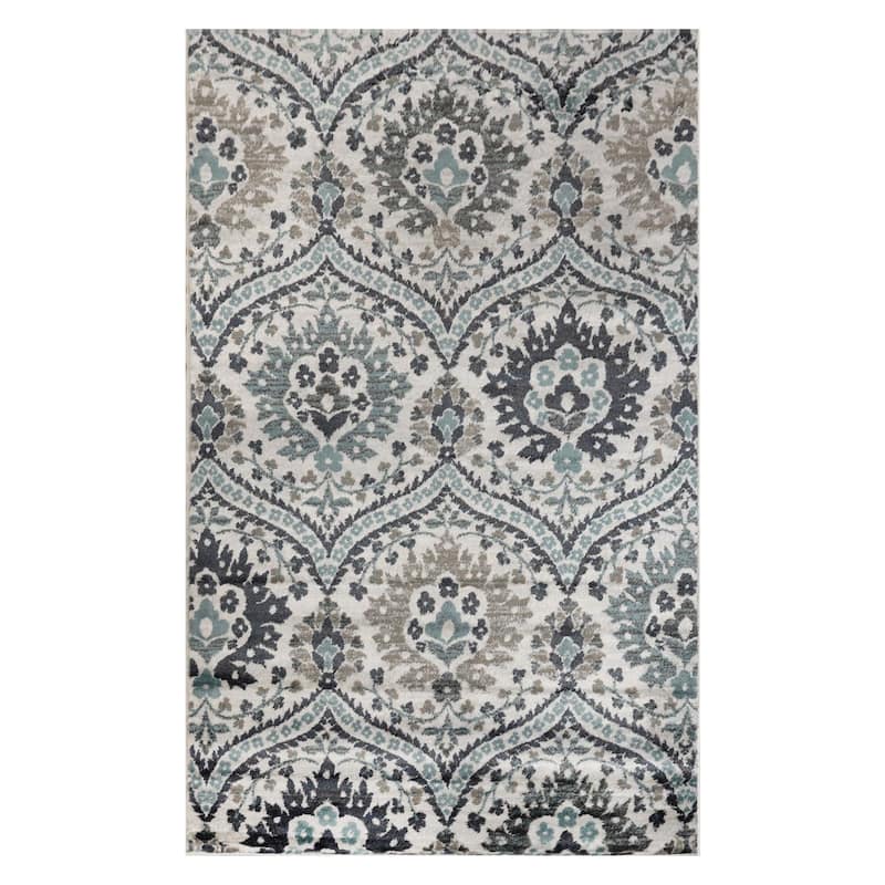 Superior Augusta Vintage Floral Damask Indoor Runner or Area Rug - 7' x 9' - Deep Royal