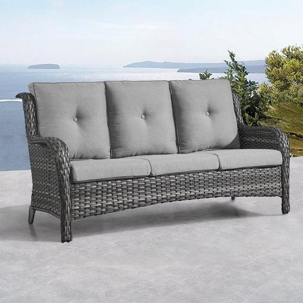 slide 2 of 4, Gymojoy Patio Furniture Sofa Outdoor Ranttan Sofa with Cushion Grey/Grey