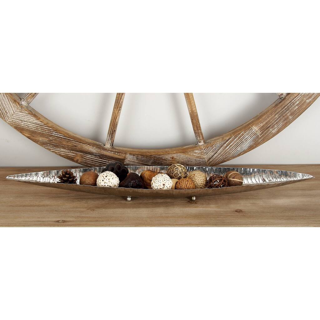 Silver Stainless Steel Metal Decorative Bowl Decorative Bowl with Hammered Design (Set of 2) - S/2 34", 23"W