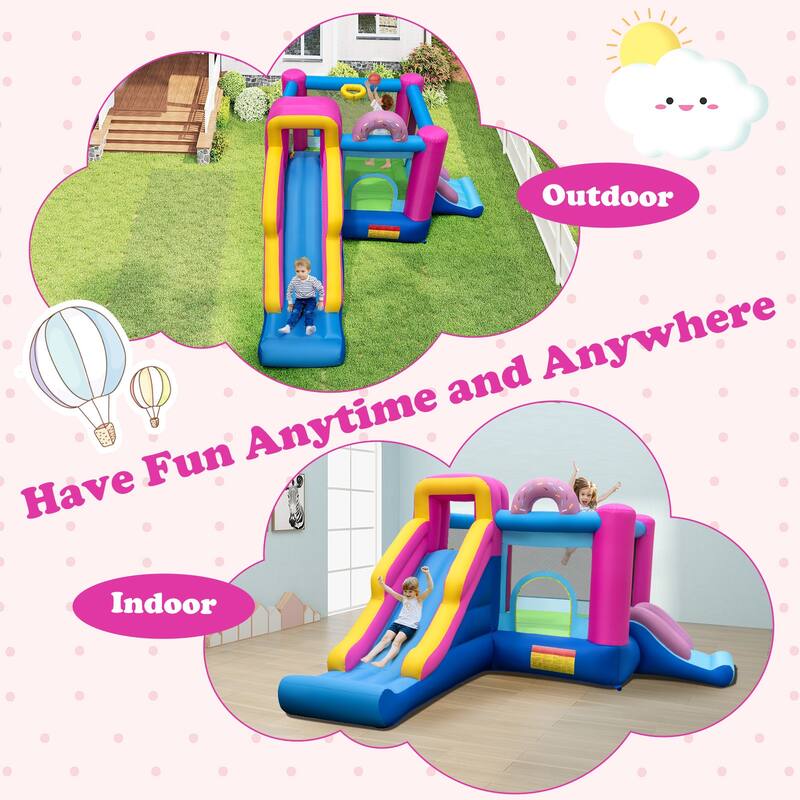 Gymax Inflatable Bounce House w/Slides Jumping Area Climbing Wall 750W