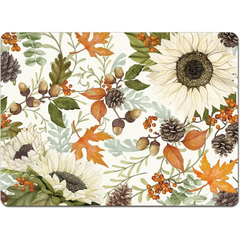 Farmhouse Fall Premium Decorative Hardboard Cork Back Placemats 4 Pack Manufactured in The USA Heat Tolerant - multi - Set of 4