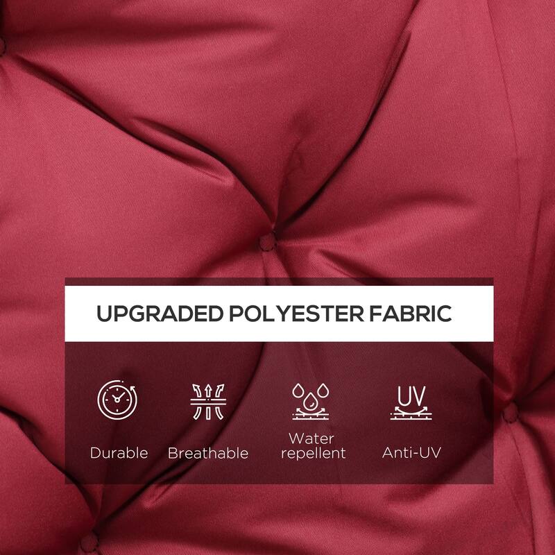 Polyester Cotton Overstuffed Outdoor Seat Cushion with Ties for Patio - 59" L x 19.25" W x 3.25" H