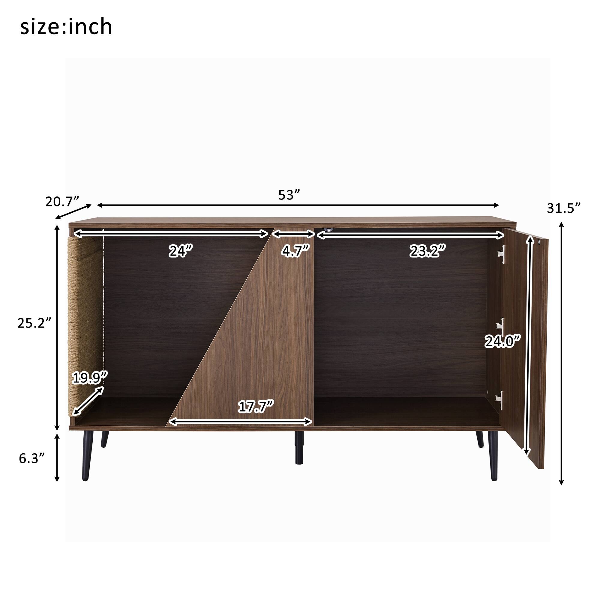 Modern Sideboard Cabinet with Cat Scratching Board, Pet-Friendly