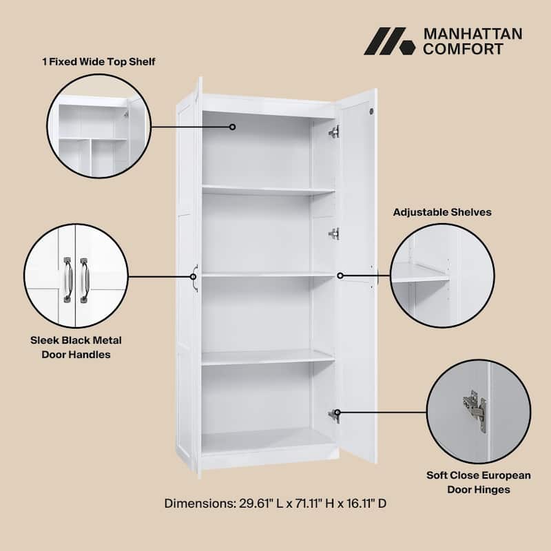 Manhattan Comfort Cornelia Modern Adjustable Shelf Storage Closet 2.0