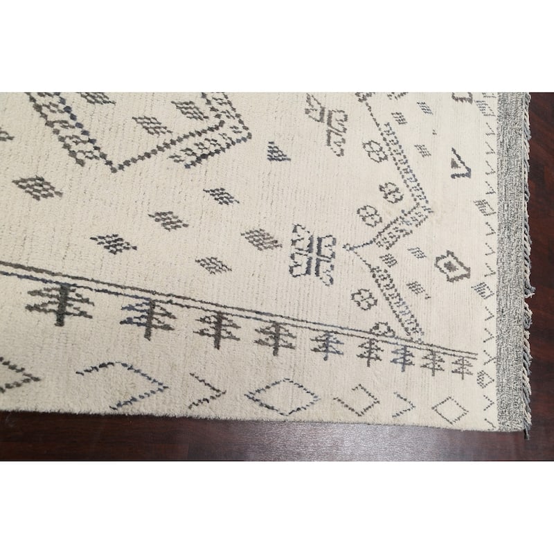 Geometric Oriental Moroccan Area Rug Hand-knotted Wool Carpet - 9'1" x 12'2"